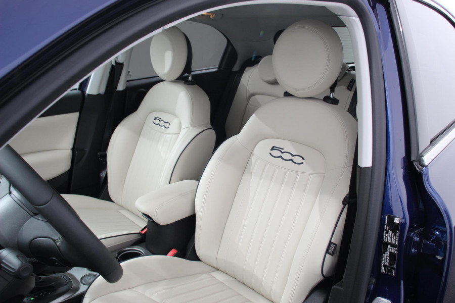 Fiat 500X Fiat 500X 1,4 Turbo 150pk Yacht Club Automaat Leder Navigatie Audio Canvas vouwdak Adaptive Cruise Control Camera Dab Led 18"Lmv Extra getint glas