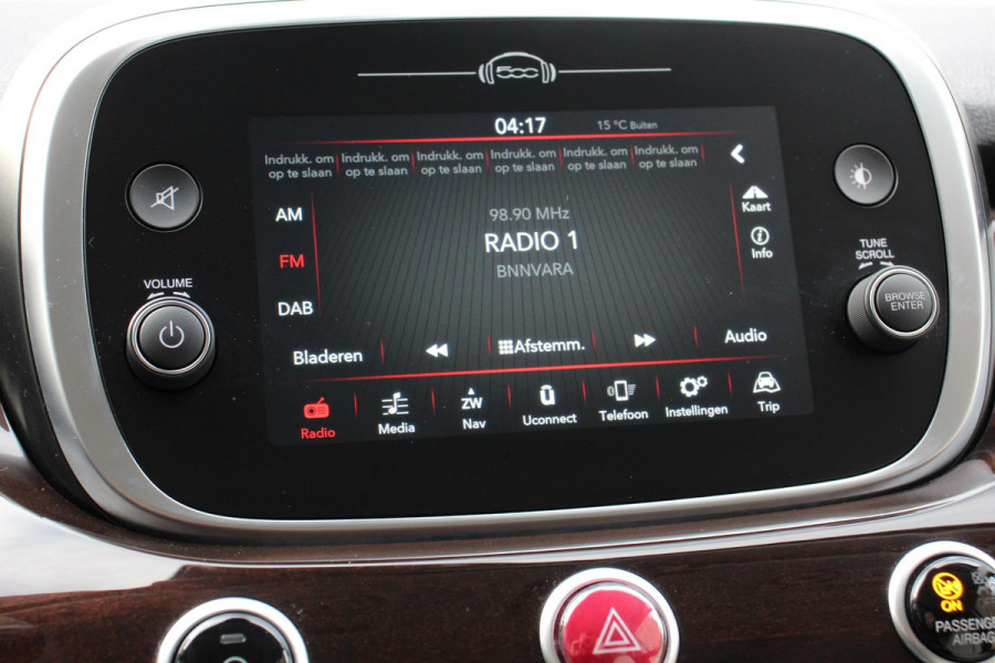 Fiat 500X Fiat 500X 1,4 Turbo 150pk Yacht Club Automaat Leder Navigatie Audio Canvas vouwdak Adaptive Cruise Control Camera Dab Led 18"Lmv Extra getint glas