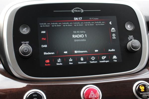Fiat 500X Fiat 500X 1,4 Turbo 150pk Yacht Club Automaat Leder Navigatie Audio Canvas vouwdak Adaptive Cruise Control Camera Dab Led 18"Lmv Extra getint glas