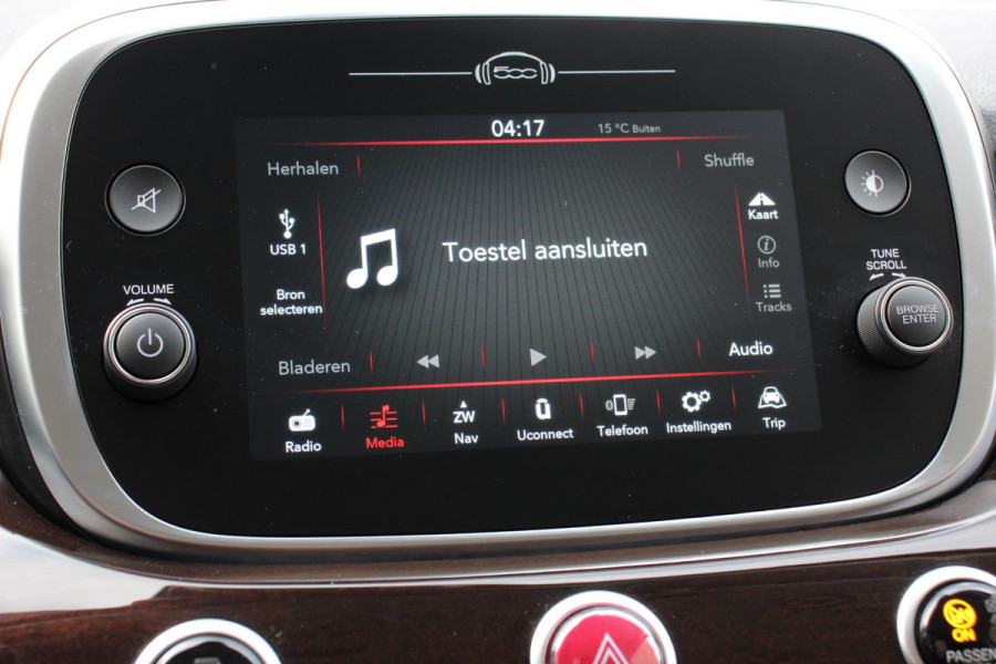 Fiat 500X Fiat 500X 1,4 Turbo 150pk Yacht Club Automaat Leder Navigatie Audio Canvas vouwdak Adaptive Cruise Control Camera Dab Led 18"Lmv Extra getint glas