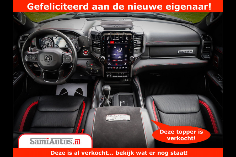 Dodge Ram 1500 TRX 6.2 V8 4x4 | HellCat 702 PK | BEAST | RAM Vol | Black Line | Comfortabele DC Dubbele Cabine met Royale 5 Zitplaatsen | Rode Stiksels | Head-Up | DashCam | Alarm |