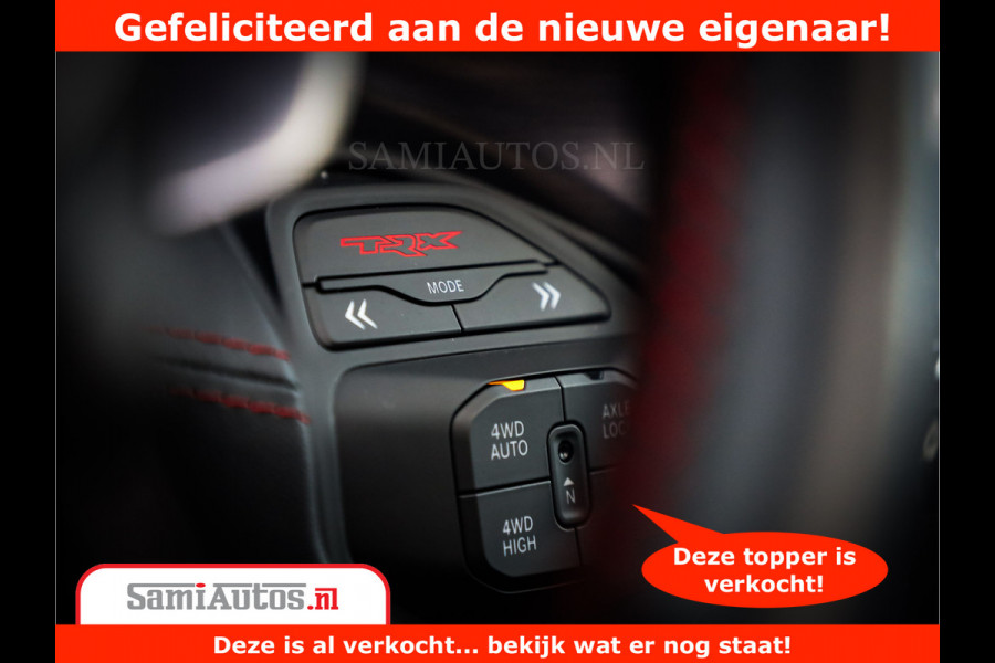 Dodge Ram 1500 TRX 6.2 V8 4x4 | HellCat 702 PK | BEAST | RAM Vol | Black Line | Comfortabele DC Dubbele Cabine met Royale 5 Zitplaatsen | Rode Stiksels | Head-Up | DashCam | Alarm |