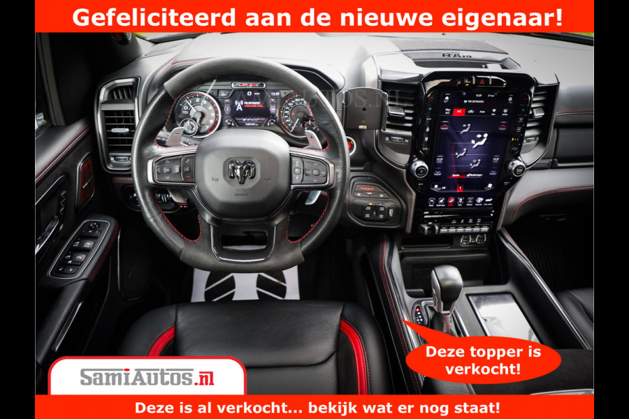 Dodge Ram 1500 TRX 6.2 V8 4x4 | HellCat 702 PK | BEAST | RAM Vol | Black Line | Comfortabele DC Dubbele Cabine met Royale 5 Zitplaatsen | Rode Stiksels | Head-Up | DashCam | Alarm |