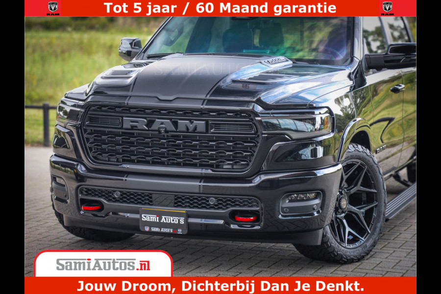 Dodge Ram 1500 Limited Night H.O 540HP 706Nm | Massage + Full Option | De Meest Luxe en Volle Pick-Up in zijn Klasse | Comfortabele Dubbele Cabine met Royale 5 Zitplaatsen | BPM vrij | Nu Leverbaar uit Voorraad | Voorraad Nr 2348 - 5158