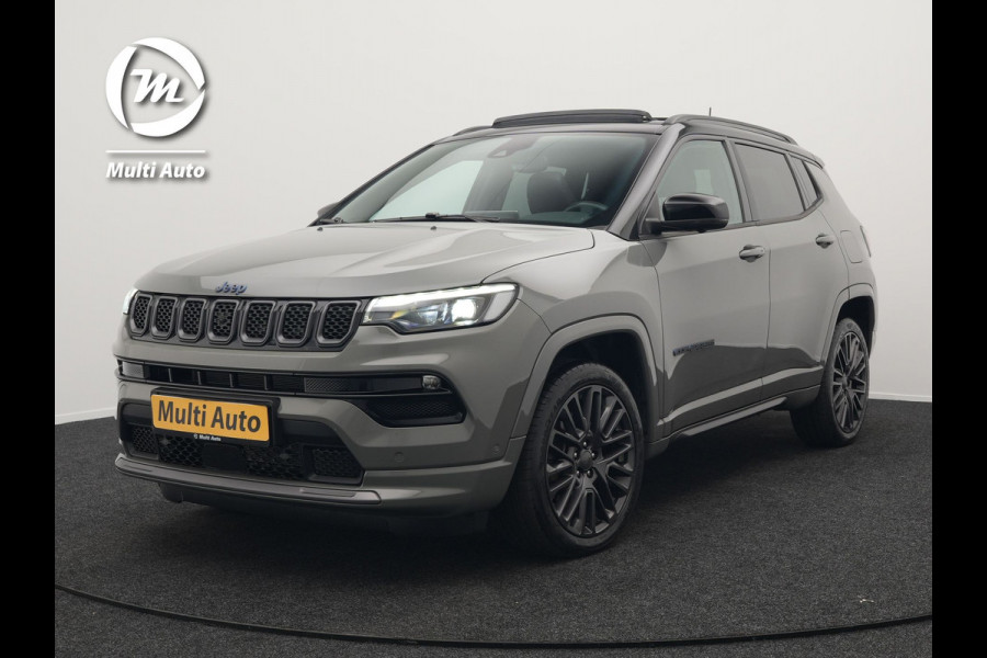 Jeep Compass 4xe 240 Plug-in Hybrid Electric S 240pk Dealer O.H PHEV | Trekhaak | Panodak | Adaptive Cruise | 360 Camera | Lederen Sportstoelen Memory & Ventilatie | Apple Carplay | Alpine Sound | Virtual | DAB |