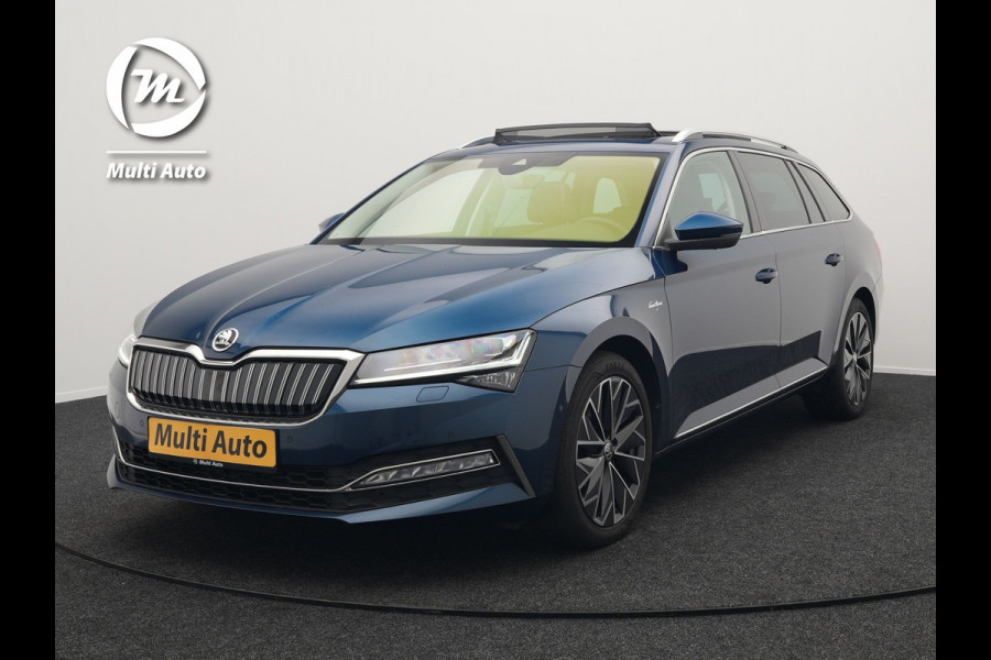 Škoda Superb Combi TSI iV Lauren & Klement Plug In Hybrid 218pk Dealer O.H PHEV | Panodak | Adaptive Cruise | 360 Camera | Lederen Sportstoelen Memory & Ventilatie | Lane assist | Navigatie | Apple Carplay | Virtual | Sfeerverlichting | Park Assist | DAB |