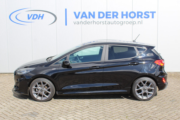 Ford Fiesta 1.0-100pk EcoBoost ST-Line. Luxe en sportieve Fiesta ! Stoel-, stuur- en voorraamverwarming, keyless entry/keyless go, adaptive cruise cntrl, volautm. airco, camera, parkeersensoren v+a, navigatie by Apple/Android, LM wln, lane assist, LED verlic