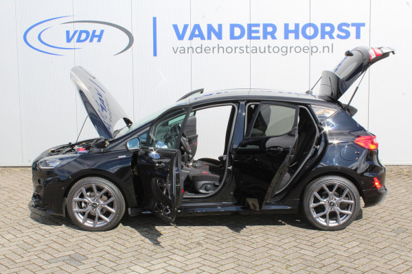 Ford Fiesta 1.0-100pk EcoBoost ST-Line. Luxe en sportieve Fiesta ! Stoel-, stuur- en voorraamverwarming, keyless entry/keyless go, adaptive cruise cntrl, volautm. airco, camera, parkeersensoren v+a, navigatie by Apple/Android, LM wln, lane assist, LED verlic