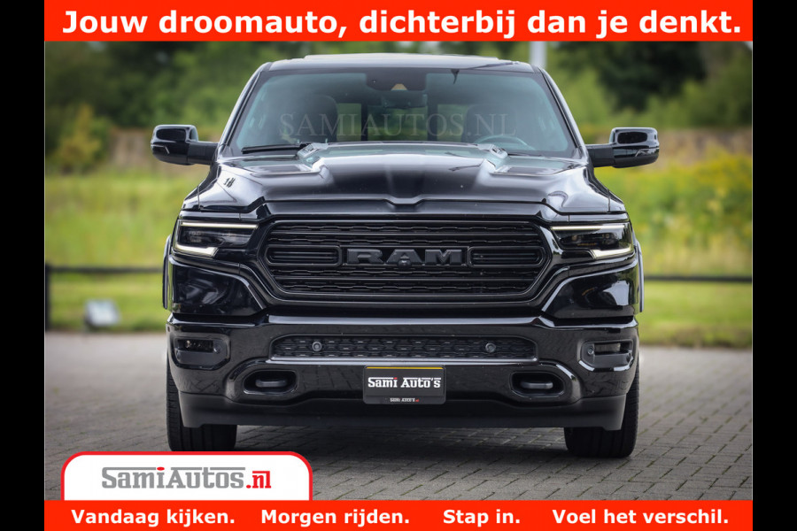 Dodge Ram 1500 LIMITED NIGHT 5.7 V8 | BLACK OPS | MULTITAILGATE | PANO | ADAPTIVE CRUISE | 360CAM | APPLE CARPLAY | PRINS LPG ONDERBOUW | LUCHTVERING | 4X4 | Comfortabele Dubbele Cabine met Royale 5 Zitplaatsen |