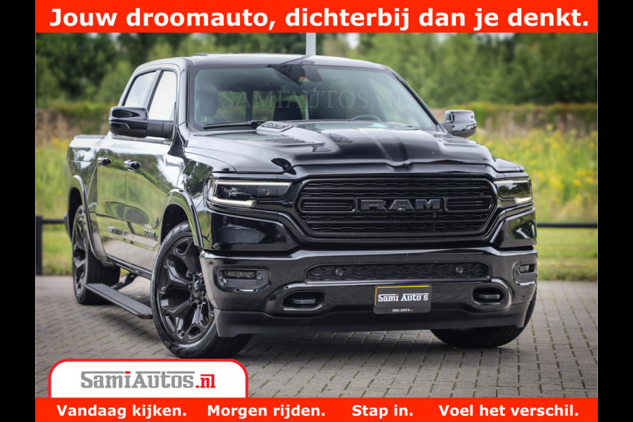 Dodge Ram 1500 LIMITED NIGHT 5.7 V8 | BLACK OPS | MULTITAILGATE | PANO | ADAPTIVE CRUISE | 360CAM | APPLE CARPLAY | PRINS LPG ONDERBOUW | LUCHTVERING | 4X4 | Comfortabele Dubbele Cabine met Royale 5 Zitplaatsen |
