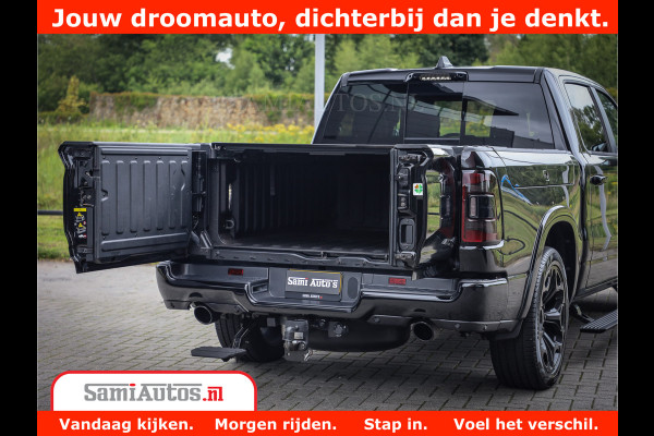 Dodge Ram 1500 LIMITED NIGHT 5.7 V8 | BLACK OPS | MULTITAILGATE | PANO | ADAPTIVE CRUISE | 360CAM | APPLE CARPLAY | PRINS LPG ONDERBOUW | LUCHTVERING | 4X4 | Comfortabele Dubbele Cabine met Royale 5 Zitplaatsen |