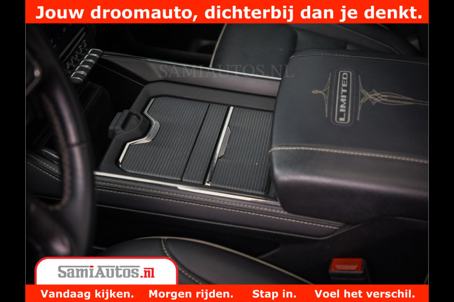 Dodge Ram 1500 LIMITED NIGHT 5.7 V8 | BLACK OPS | MULTITAILGATE | PANO | ADAPTIVE CRUISE | 360CAM | APPLE CARPLAY | PRINS LPG ONDERBOUW | LUCHTVERING | 4X4 | Comfortabele Dubbele Cabine met Royale 5 Zitplaatsen |