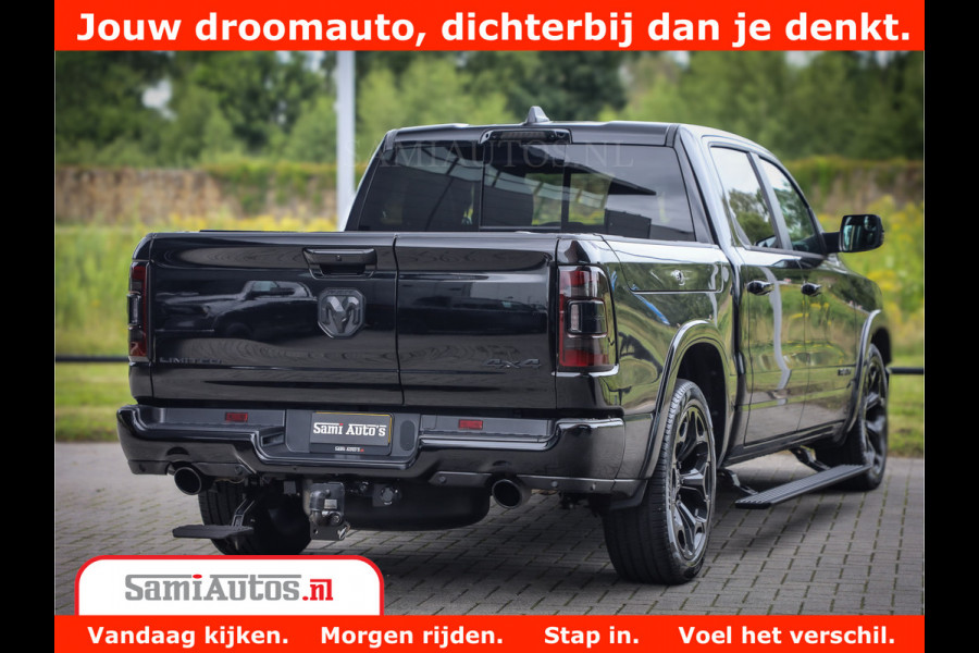 Dodge Ram 1500 LIMITED NIGHT 5.7 V8 | BLACK OPS | MULTITAILGATE | PANO | ADAPTIVE CRUISE | 360CAM | APPLE CARPLAY | PRINS LPG ONDERBOUW | LUCHTVERING | 4X4 | Comfortabele Dubbele Cabine met Royale 5 Zitplaatsen |