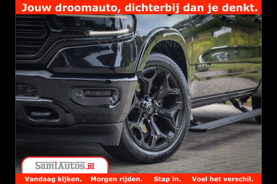 Dodge Ram 1500 LIMITED NIGHT 5.7 V8 | BLACK OPS | MULTITAILGATE | PANO | ADAPTIVE CRUISE | 360CAM | APPLE CARPLAY | PRINS LPG ONDERBOUW | LUCHTVERING | 4X4 | Comfortabele Dubbele Cabine met Royale 5 Zitplaatsen |