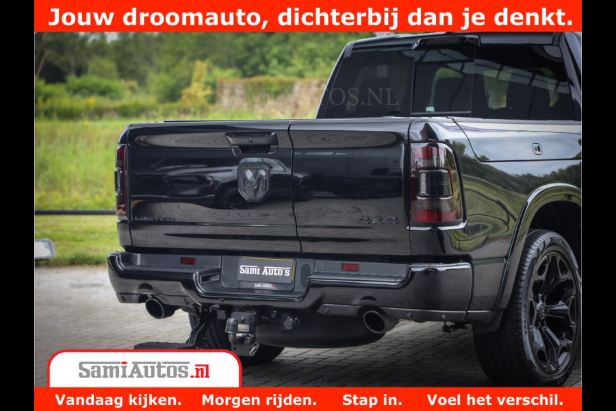 Dodge Ram 1500 LIMITED NIGHT 5.7 V8 | BLACK OPS | MULTITAILGATE | PANO | ADAPTIVE CRUISE | 360CAM | APPLE CARPLAY | PRINS LPG ONDERBOUW | LUCHTVERING | 4X4 | Comfortabele Dubbele Cabine met Royale 5 Zitplaatsen |