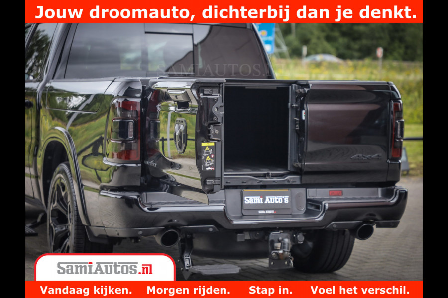 Dodge Ram 1500 LIMITED NIGHT 5.7 V8 | BLACK OPS | MULTITAILGATE | PANO | ADAPTIVE CRUISE | 360CAM | APPLE CARPLAY | PRINS LPG ONDERBOUW | LUCHTVERING | 4X4 | Comfortabele Dubbele Cabine met Royale 5 Zitplaatsen |