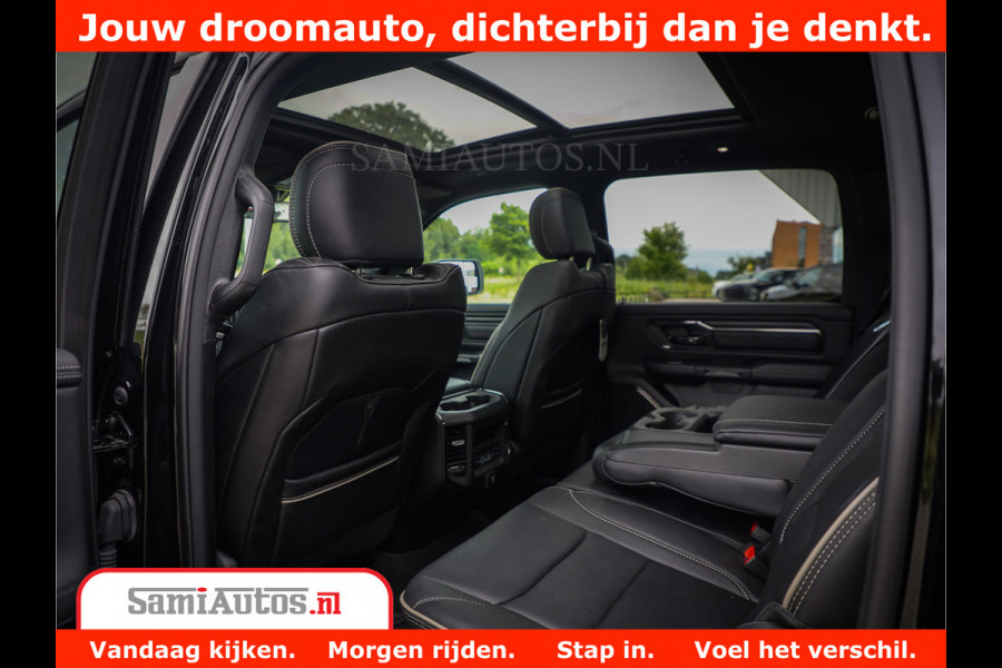 Dodge Ram 1500 LIMITED NIGHT 5.7 V8 | BLACK OPS | MULTITAILGATE | PANO | ADAPTIVE CRUISE | 360CAM | APPLE CARPLAY | PRINS LPG ONDERBOUW | LUCHTVERING | 4X4 | Comfortabele Dubbele Cabine met Royale 5 Zitplaatsen |