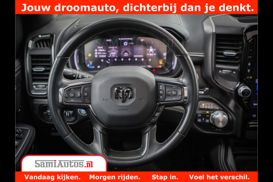 Dodge Ram 1500 LIMITED NIGHT 5.7 V8 | BLACK OPS | MULTITAILGATE | PANO | ADAPTIVE CRUISE | 360CAM | APPLE CARPLAY | PRINS LPG ONDERBOUW | LUCHTVERING | 4X4 | Comfortabele Dubbele Cabine met Royale 5 Zitplaatsen |