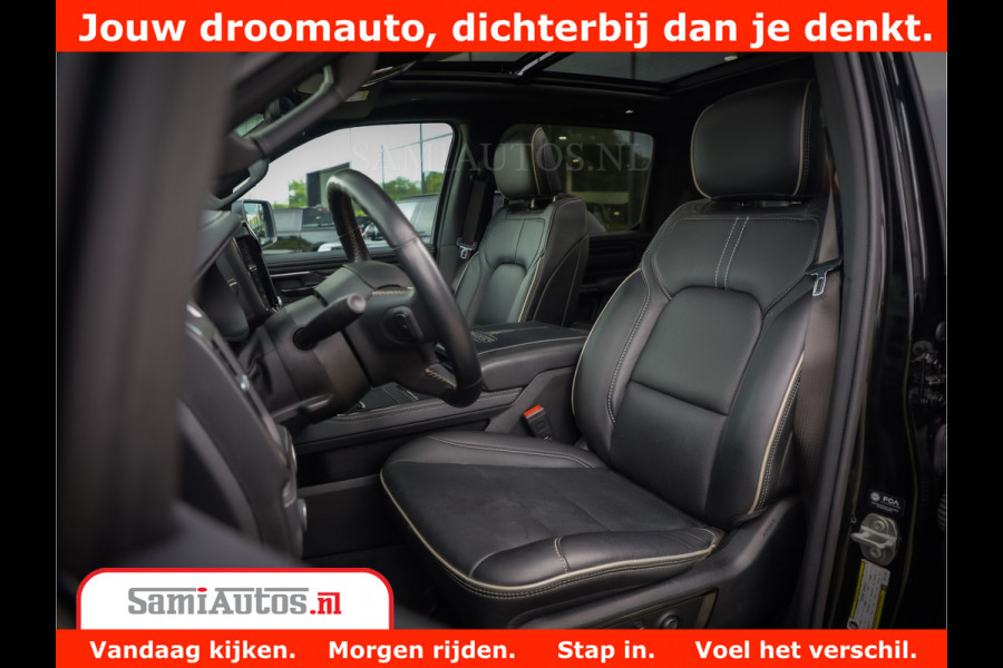 Dodge Ram 1500 LIMITED NIGHT 5.7 V8 | BLACK OPS | MULTITAILGATE | PANO | ADAPTIVE CRUISE | 360CAM | APPLE CARPLAY | PRINS LPG ONDERBOUW | LUCHTVERING | 4X4 | Comfortabele Dubbele Cabine met Royale 5 Zitplaatsen |