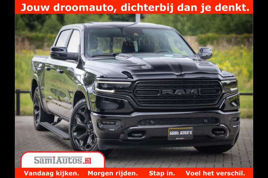 Dodge Ram 1500 LIMITED NIGHT 5.7 V8 | BLACK OPS | MULTITAILGATE | PANO | ADAPTIVE CRUISE | 360CAM | APPLE CARPLAY | PRINS LPG ONDERBOUW | LUCHTVERING | 4X4 | Comfortabele Dubbele Cabine met Royale 5 Zitplaatsen |