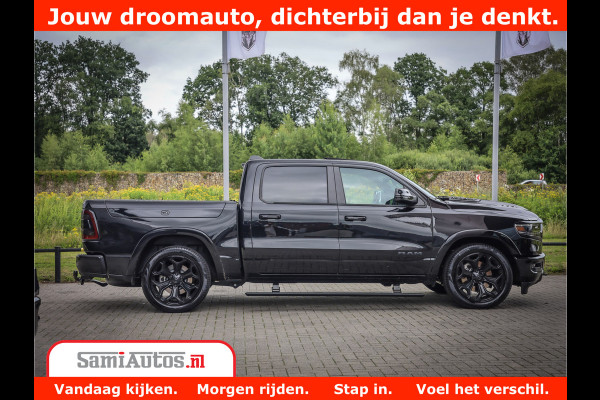 Dodge Ram 1500 LIMITED NIGHT 5.7 V8 | BLACK OPS | MULTITAILGATE | PANO | ADAPTIVE CRUISE | 360CAM | APPLE CARPLAY | PRINS LPG ONDERBOUW | LUCHTVERING | 4X4 | Comfortabele Dubbele Cabine met Royale 5 Zitplaatsen |