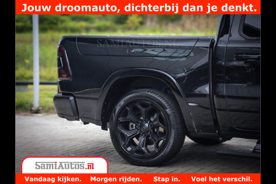 Dodge Ram 1500 LIMITED NIGHT 5.7 V8 | BLACK OPS | MULTITAILGATE | PANO | ADAPTIVE CRUISE | 360CAM | APPLE CARPLAY | PRINS LPG ONDERBOUW | LUCHTVERING | 4X4 | Comfortabele Dubbele Cabine met Royale 5 Zitplaatsen |