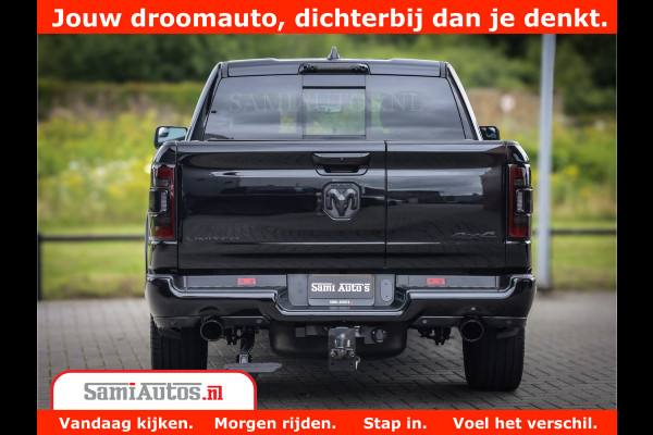Dodge Ram 1500 LIMITED NIGHT 5.7 V8 | BLACK OPS | MULTITAILGATE | PANO | ADAPTIVE CRUISE | 360CAM | APPLE CARPLAY | PRINS LPG ONDERBOUW | LUCHTVERING | 4X4 | Comfortabele Dubbele Cabine met Royale 5 Zitplaatsen |