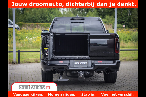 Dodge Ram 1500 LIMITED NIGHT 5.7 V8 | BLACK OPS | MULTITAILGATE | PANO | ADAPTIVE CRUISE | 360CAM | APPLE CARPLAY | PRINS LPG ONDERBOUW | LUCHTVERING | 4X4 | Comfortabele Dubbele Cabine met Royale 5 Zitplaatsen |
