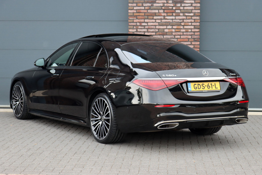 Mercedes-Benz S-Klasse 580 e Lang AMG Line Aut9 | Airmatic | Chauffeurspakket | Distronic+ | Achterasbesturing | Massage V+A | MBUX Tablet | Burmester | Vlakkenverwarming | Zonweringspakket | Luchtreinigingspakket |
