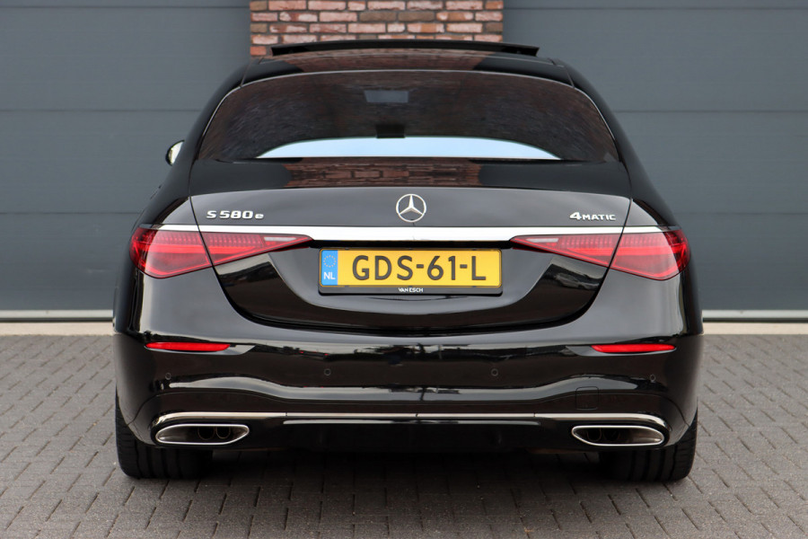 Mercedes-Benz S-Klasse 580 e Lang AMG Line Aut9 | Airmatic | Chauffeurspakket | Distronic+ | Achterasbesturing | Massage V+A | MBUX Tablet | Burmester | Vlakkenverwarming | Zonweringspakket | Luchtreinigingspakket |