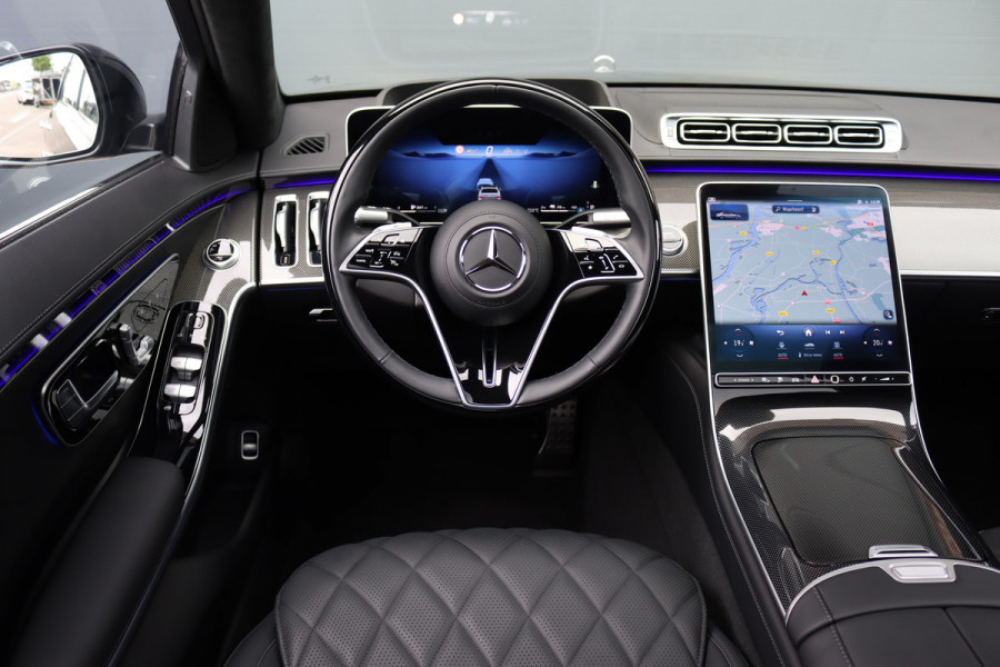 Mercedes-Benz S-Klasse 580 e Lang AMG Line Aut9 | Airmatic | Chauffeurspakket | Distronic+ | Achterasbesturing | Massage V+A | MBUX Tablet | Burmester | Vlakkenverwarming | Zonweringspakket | Luchtreinigingspakket |