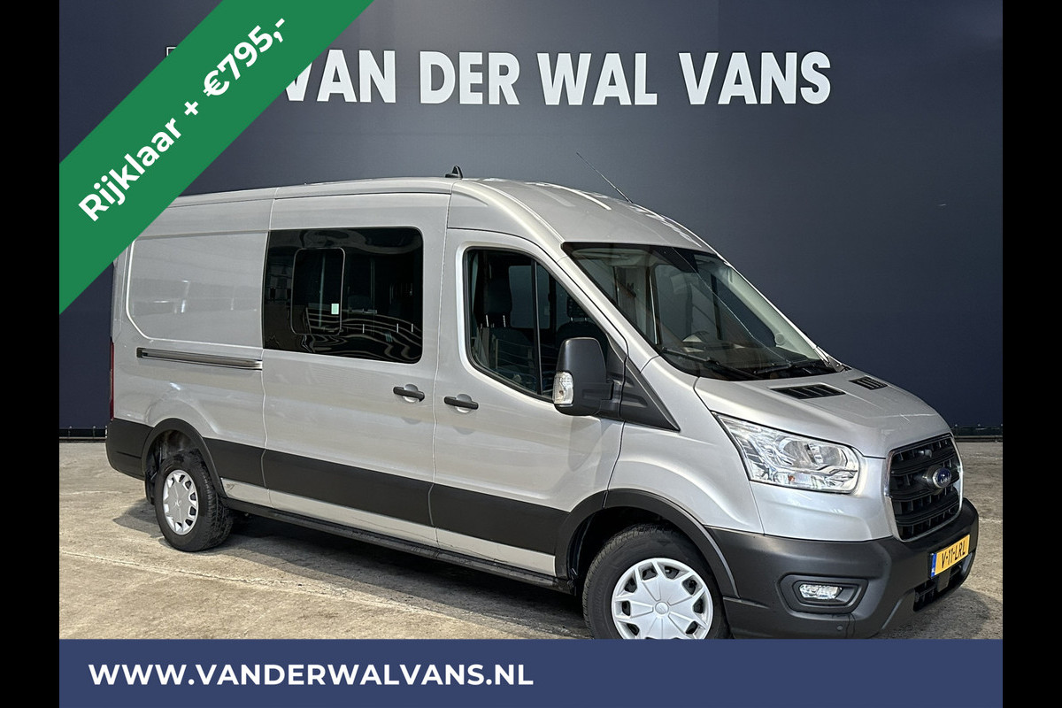 Ford Transit 2.0 TDCI 131pk L3H2 Dubbele Cabine Euro6 * Rijklaar Direct Rijden* Airco | 6-Zits | LED | 2500kg Trekhaak | Cruisecontrol Verwarmde voorruit, Parkeersensoren