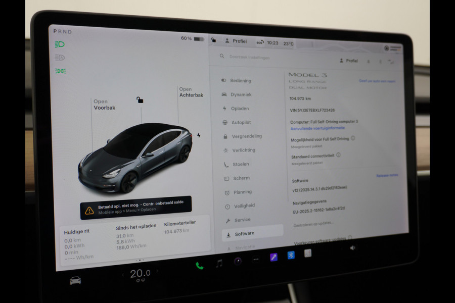 Tesla Model 3 AWD 75kWh **FSD Full Self Driving MEEGELEVERD pakket** Long Range Trekhaak Premium Audio AutoPilot Panoramadak Camera's Leer Ada Automatisch Parkeren Zelfstandig-Rijstrookwissel 4WD Stoel en achterbank verwarming Elektr.Stoelen+Memory+Easy-Entry WiFi 1e Eigenaar Origineel Nederlandse Auto Garantie op Accu/Motor tot 29-06-2028/192.000km  € 67.630- nieuw!