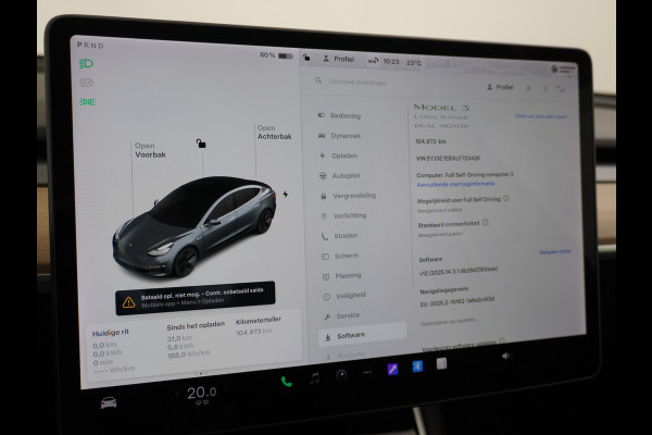 Tesla Model 3 AWD 75kWh **FSD Full Self Driving MEEGELEVERD pakket** Long Range Trekhaak Premium Audio AutoPilot Panoramadak Camera's Leer Ada Automatisch Parkeren Zelfstandig-Rijstrookwissel 4WD Stoel en achterbank verwarming Elektr.Stoelen+Memory+Easy-Entry WiFi 1e Eigenaar Origineel Nederlandse Auto Garantie op Accu/Motor tot 29-06-2028/192.000km  € 67.630- nieuw!