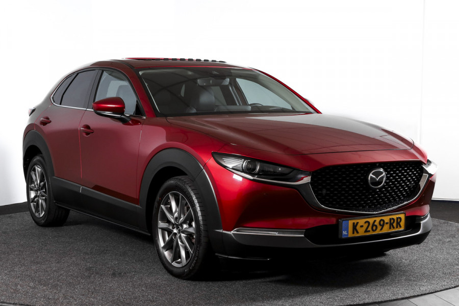 Mazda CX-30 2.0 e-SkyActiv-X M Hybrid 180 PK Luxury | S/K-Dak | Adapt. Cruise | Stoel-+Stuurverw. | PDC | 360 Camera | NAV + App. Connect | ECC | Bose | Elek. Klep | LM 18" |
