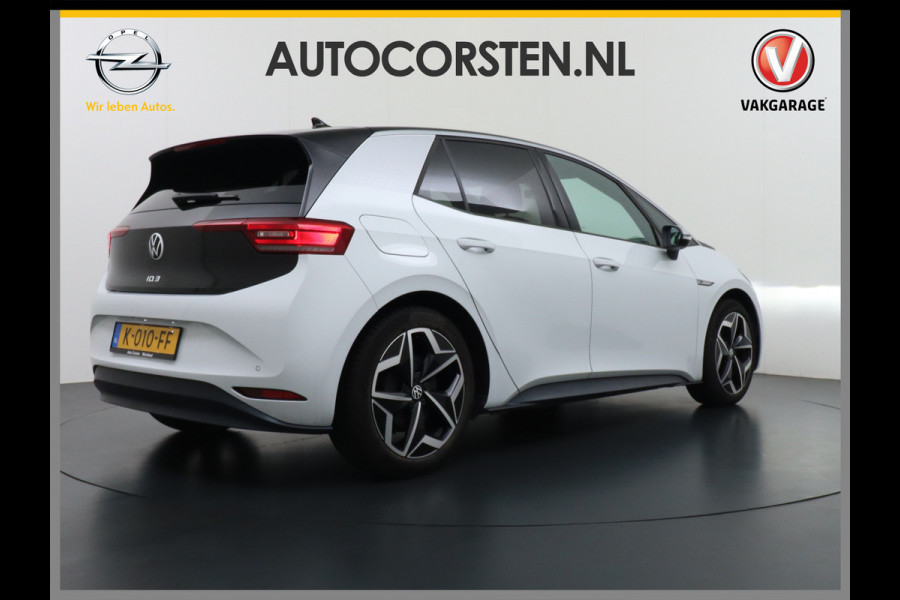 Volkswagen ID.3 58kWh 204PK First Navi Adapt.Cruise Control Pdc Apple Carplay Android Navi Ecc Led Stoel-Stuurverwarming DAB Keyless Advanced Lmv Bluetooth Regensensor Rijstrooksensor Verkeersbord detectie Mirrorlink Grootste accu Garantie op accu t/m 02-12-2028