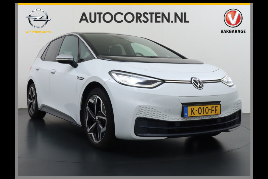 Volkswagen ID.3 58kWh 204PK First Navi Adapt.Cruise Control Pdc Apple Carplay Android Navi Ecc Led Stoel-Stuurverwarming DAB Keyless Advanced Lmv Bluetooth Regensensor Rijstrooksensor Verkeersbord detectie Mirrorlink Grootste accu Garantie op accu t/m 02-12-2028