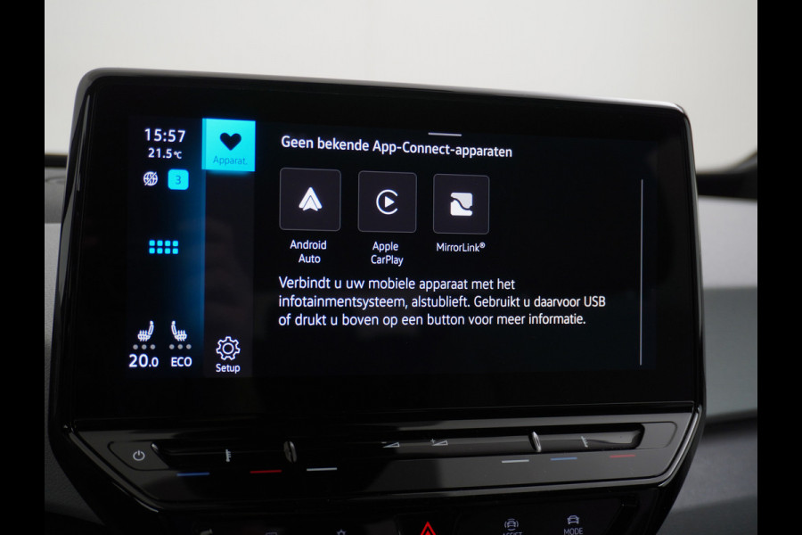 Volkswagen ID.3 58kWh 204PK First Navi Adapt.Cruise Control Pdc Apple Carplay Android Navi Ecc Led Stoel-Stuurverwarming DAB Keyless Advanced Lmv Bluetooth Regensensor Rijstrooksensor Verkeersbord detectie Mirrorlink Grootste accu Garantie op accu t/m 02-12-2028