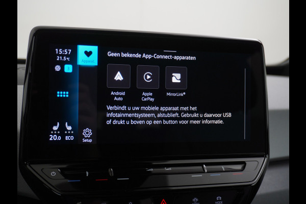 Volkswagen ID.3 58kWh 204PK First Navi Adapt.Cruise Control Pdc Apple Carplay Android Navi Ecc Led Stoel-Stuurverwarming DAB Keyless Advanced Lmv Bluetooth Regensensor Rijstrooksensor Verkeersbord detectie Mirrorlink Grootste accu Garantie op accu t/m 02-12-2028