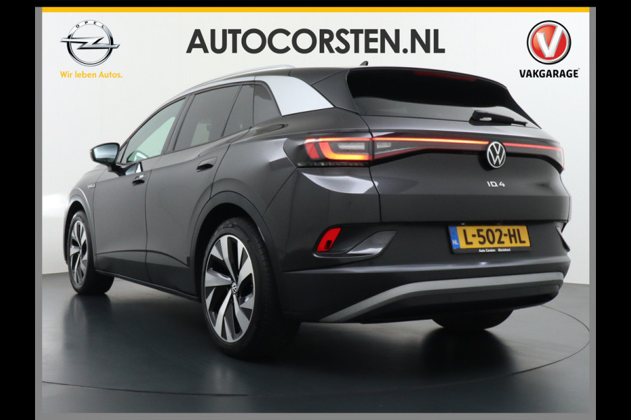 Volkswagen ID.4 1st 77kWh 204PK Trekhaak first Warmtepomp Adap.Cruise Apple Carplay/Android Auto Navi Ecc Pdc Head-Up Display DAB Keyless Matrix Stoelverwarming Rijstrooksensor Geluidsisolerend glas Connected services Draadloze telefoonlader Verkeersbord detectie Origineel Nederlandse Auto €48.913,- Nieuwprijs