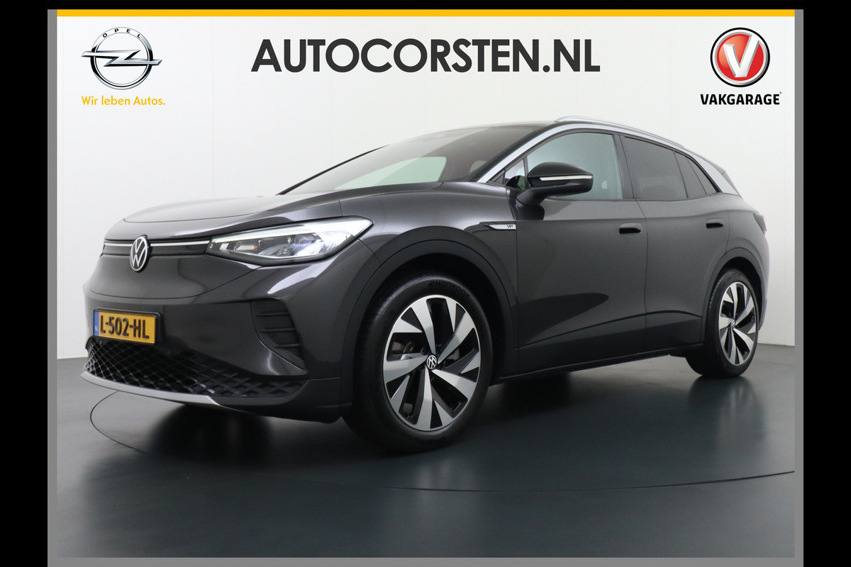Volkswagen ID.4 1st 77kWh 204PK Trekhaak first Warmtepomp Adap.Cruise Apple Carplay/Android Auto Navi Ecc Pdc Head-Up Display DAB Keyless Matrix Stoelverwarming Rijstrooksensor Geluidsisolerend glas Connected services Draadloze telefoonlader Verkeersbord detectie Origineel Nederlandse Auto €48.913,- Nieuwprijs