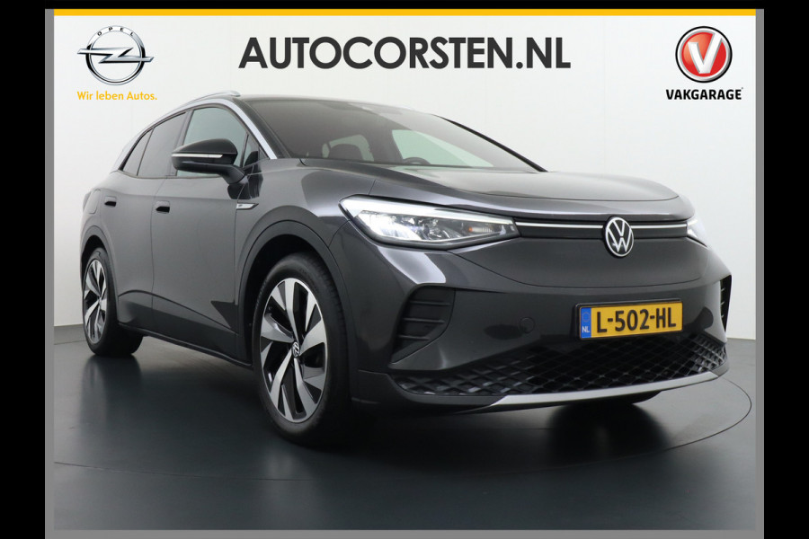 Volkswagen ID.4 1st 77kWh 204PK Trekhaak first Warmtepomp Adap.Cruise Apple Carplay/Android Auto Navi Ecc Pdc Head-Up Display DAB Keyless Matrix Stoelverwarming Rijstrooksensor Geluidsisolerend glas Connected services Draadloze telefoonlader Verkeersbord detectie Origineel Nederlandse Auto €48.913,- Nieuwprijs