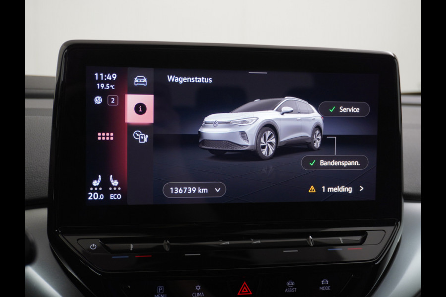 Volkswagen ID.4 1st 77kWh 204PK Trekhaak first Warmtepomp Adap.Cruise Apple Carplay/Android Auto Navi Ecc Pdc Head-Up Display DAB Keyless Matrix Stoelverwarming Rijstrooksensor Geluidsisolerend glas Connected services Draadloze telefoonlader Verkeersbord detectie Origineel Nederlandse Auto €48.913,- Nieuwprijs