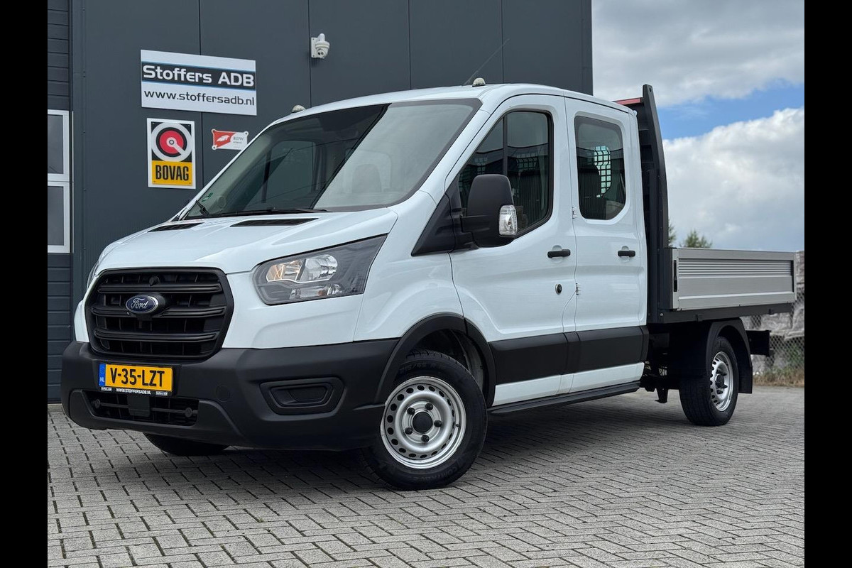 Ford Transit 2.0 TDCI 130pk L2 DC Pick-up | 7-pers | Airco | Trekhaak 2550KG | Bluetooth | 2.4m x 2.1m laadbak | Betonplex