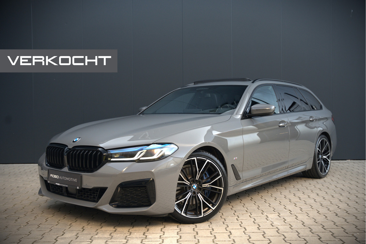 BMW 5 Serie Touring 530i High Executive M Sport | Panoramadak | Head-Up Display | Laser | Trekhaak | Stoelverwarming | Stuurverwarming | Memory Seats | Keyless | Adaptive Cruise Control | Comfort Seats | Shadowline | BTW | NAP | Dealer Ond