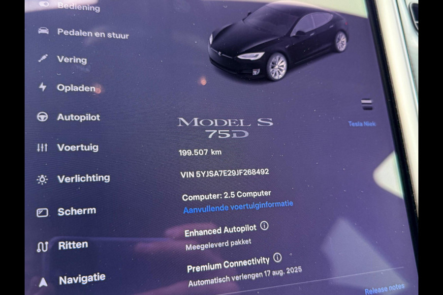 Tesla Model S 75D Base |Autopilot|Luchtvering|Matt Zwart|Black Pack|