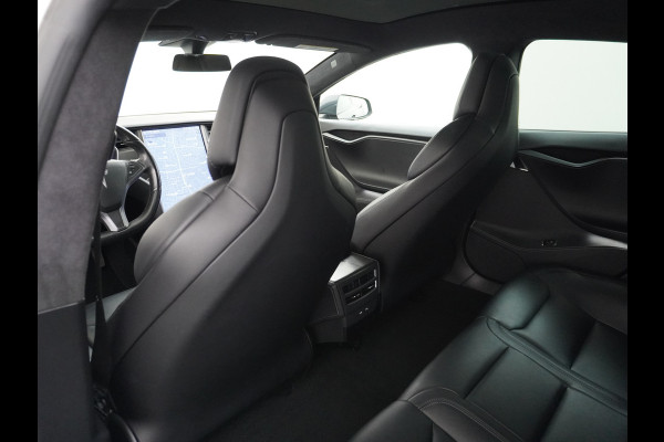 Tesla Model S 100D 100kwh accu 4wd 0-100 4.3sec. Leder Panoramadak Navi Ecc Led Adaptief Adap.Cruise Autopilot Luchtvering Premium Audio Carbon int. Lmv 21" Elek.Achterklep Wifi Verkeersbord detectie Dodehoek detector Keyless