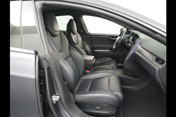 Tesla Model S 100D 100kwh accu 4wd 0-100 4.3sec. Leder Panoramadak Navi Ecc Led Adaptief Adap.Cruise Autopilot Luchtvering Premium Audio Carbon int. Lmv 21" Elek.Achterklep Wifi Verkeersbord detectie Dodehoek detector Keyless