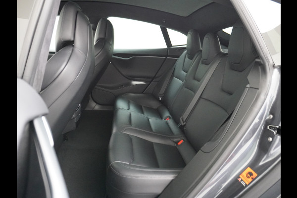 Tesla Model S 100D 100kwh accu 4wd 0-100 4.3sec. Leder Panoramadak Navi Ecc Led Adaptief Adap.Cruise Autopilot Luchtvering Premium Audio Carbon int. Lmv 21" Elek.Achterklep Wifi Verkeersbord detectie Dodehoek detector Keyless