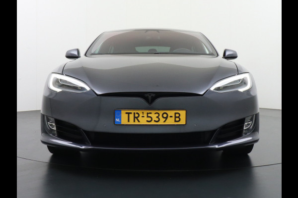 Tesla Model S 100D 100kwh accu 4wd 0-100 4.3sec. Leder Panoramadak Navi Ecc Led Adaptief Adap.Cruise Autopilot Luchtvering Premium Audio Carbon int. Lmv 21" Elek.Achterklep Wifi Verkeersbord detectie Dodehoek detector Keyless